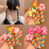 Cột tóc lò xo xoắn màu cầu vồng đính hoa, Nơ dễ thương cho bé - Giá chỉ 15.000đ