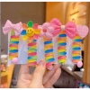 Cột tóc lò xo xoắn màu cầu vồng đính hoa, Nơ dễ thương cho bé - Giá chỉ 15.000đ 3