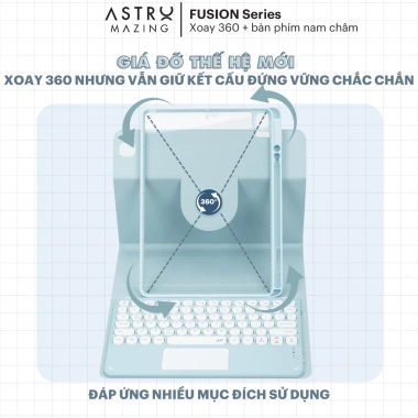 Cover Bàn Phím Xoay 360 AstroMazing - Bao Da Bluetooth, Trackpad cho iPad, Giá 500k