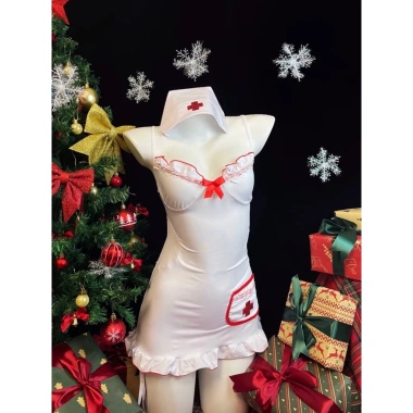 CP13 Bộ Đồ Cosplay Y Tá Sexy Gợi Cảm Váy Ngủ Hoá Trang Đai Kẹp Tất 135k