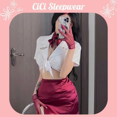 CP68 Set Váy Cosplay Nữ Tiếp Viên Hàng Không Xinh Đẹp – Cơ Trưởng Quyến Rũ, Sleepwear CICI, Giá 175k