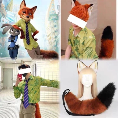 Crazy Animal City Nick Fox Set - Cosplay Fox Tail & Judy Rabbit Ear Headband Động vật 5