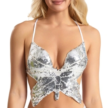 Crop Top Bra Nữ Kim Sa Lấp Lánh Không Tay Quây Sau: Giá 324.909 VND 10