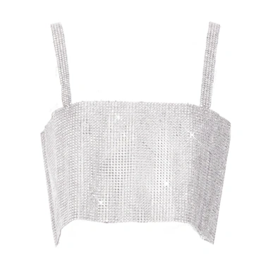 Crop Top Nữ Fishnet Kim Cương Giả Không Tay Pha Lê Clubwear Giá Ưu Đãi 246k