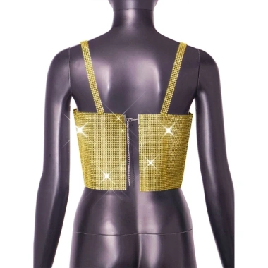 Crop Top Nữ Fishnet Kim Cương Giả Không Tay Pha Lê Clubwear Giá Ưu Đãi 246k