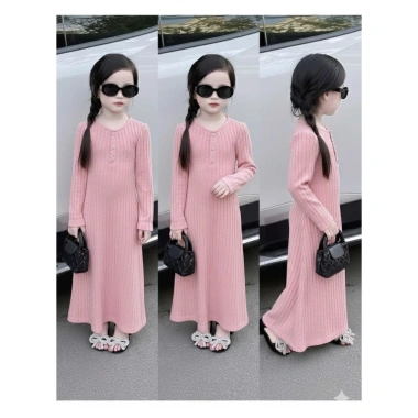 CS666 Váy đầm len bé gái dài tay maxi - Thiết kế sang trọng, giá chỉ 129.900 VND