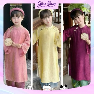 CS868 Áo dài cách tân 4 tà tơ ánh kim đổi màu cho bé gái lễ tết - 199.900₫