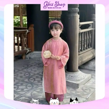 CS868 Áo dài cách tân 4 tà tơ ánh kim đổi màu cho bé gái lễ tết - 199.900₫