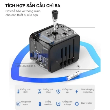 Củ Sạc Du Lịch Đa Năng 2.000W – Nhỏ Gọn, Dùng 150+ Quốc Gia, Giá 229.000₫ 6