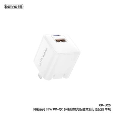 Củ sạc nhanh 33W Remax RP-U25 USB & Type‑C công nghệ GaN, chống cháy nổ, an toàn, giảm giá 229k