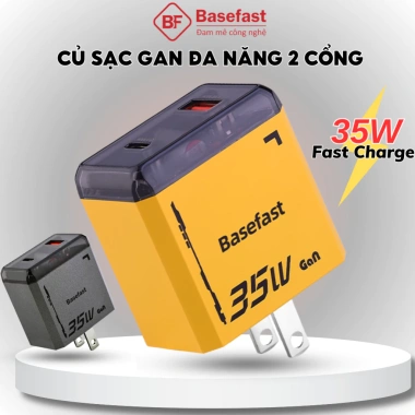 Củ sạc nhanh 35W Basefast 2 cổng GAN, chống quá tải nhiệt - Tương thích iPhone, Samsung, Xiaomi, Oppo - Giá 320.000đ 3 Củ sạc nhanh 35W Basefast 2 cổng GAN, chống quá tải nhiệt - Tương thích iPhone, Samsung, Xiaomi, Oppo - Giá 320.000đ 3