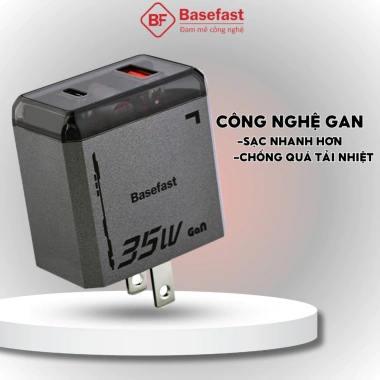 Củ sạc nhanh 35W Basefast 2 cổng GAN, chống quá tải nhiệt - Tương thích iPhone, Samsung, Xiaomi, Oppo - Giá 320.000đ 4 Củ sạc nhanh 35W Basefast 2 cổng GAN, chống quá tải nhiệt - Tương thích iPhone, Samsung, Xiaomi, Oppo - Giá 320.000đ 4