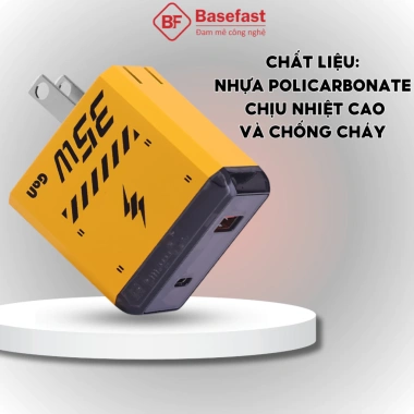 Củ sạc nhanh 35W Basefast 2 cổng GAN, chống quá tải nhiệt - Tương thích iPhone, Samsung, Xiaomi, Oppo - Giá 320.000đ