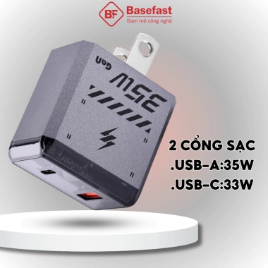 Củ sạc nhanh 35W Basefast 2 cổng GAN, chống quá tải nhiệt - Tương thích iPhone, Samsung, Xiaomi, Oppo - Giá 320.000đ 6 Củ sạc nhanh 35W Basefast 2 cổng GAN, chống quá tải nhiệt - Tương thích iPhone, Samsung, Xiaomi, Oppo - Giá 320.000đ 6