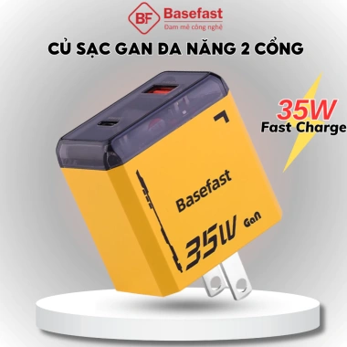 Củ sạc nhanh 35W Basefast 2 cổng GAN, chống quá tải nhiệt - Tương thích iPhone, Samsung, Xiaomi, Oppo - Giá 320.000đ