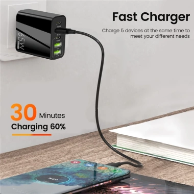 Củ Sạc Nhanh 65W PD USB-C cho MacBook, iPhone, iPad, Huawei, Xiaomi, Samsung - Đa Dụng 2