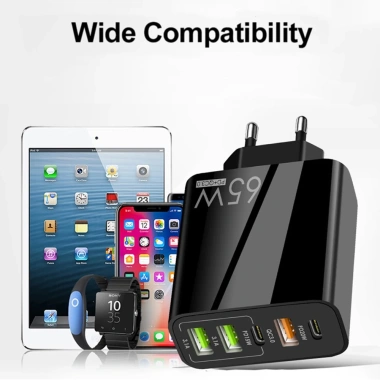 Củ Sạc Nhanh 65W PD USB-C cho MacBook, iPhone, iPad, Huawei, Xiaomi, Samsung - Đa Dụng 6