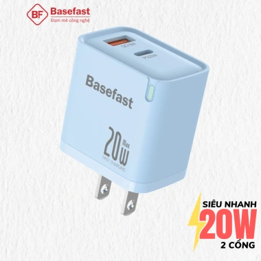 Củ sạc nhanh Basefast 20W 2 cổng, chống quá tải nhiệt, hỗ trợ Samsung, Xiaomi, Oppo Giá 150.000₫ 3