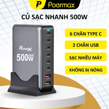 Củ sạc nhanh đa năng Poermax 120W/160W/500W – Tốc độ cao, tương thích mọi thiết bị, giá 449.000₫