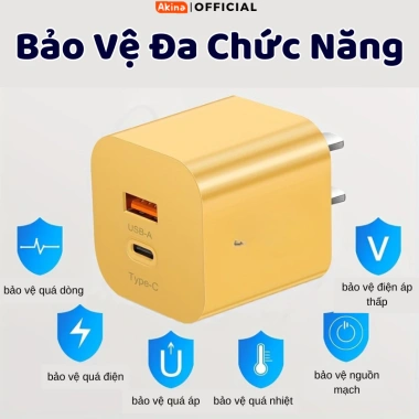 Củ sạc nhanh PD20W Akina an toàn cho điện thoại - không nóng, chống cháy nổ, 59.000đ