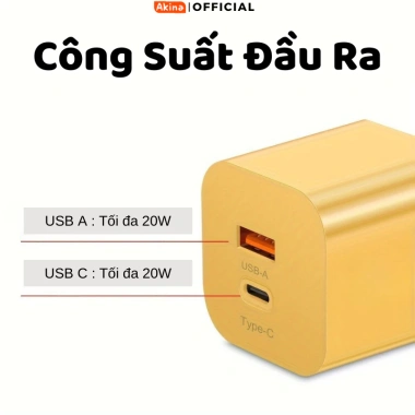 Củ sạc nhanh PD20W Akina an toàn cho điện thoại - không nóng, chống cháy nổ, 59.000đ