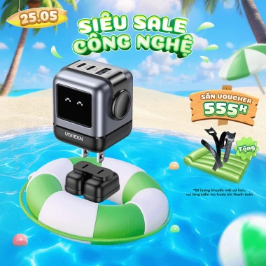 Củ sạc nhanh Robot 65W UGREEN GaN CD361 - Sạc 3 thiết bị cùng lúc, LCD hiển thị, bảo hành 18 tháng - Giá ưu đãi 638.999₫