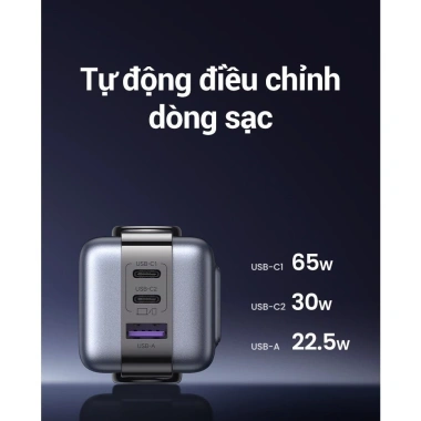 Củ sạc nhanh Robot 65W UGREEN GaN CD361 - Sạc 3 thiết bị cùng lúc, LCD hiển thị, bảo hành 18 tháng - Giá ưu đãi 638.999₫