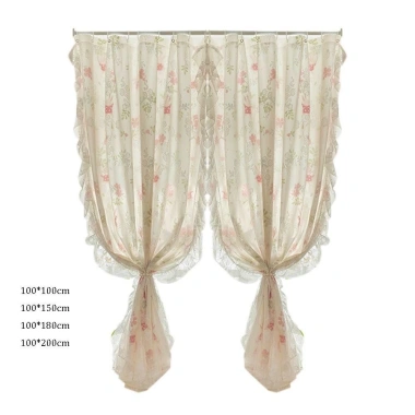 Cửa Sổ Pháp Ren Vintage Sheer - Thiết Kế Lãng Mạn, Không Đấm, Dễ Lắp Đặt, Tạo Ánh Sáng Nhẹ Nhàng