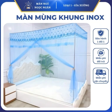 Cửa Vén Mùng Tuyn Chống Muỗi + Khung Inox, Màn Dây Hoa Kinh Bắc - Giá 118.000 VND