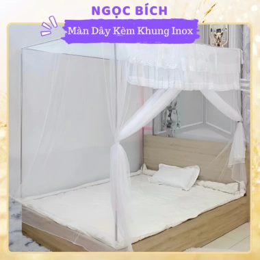 Cửa Vén Mùng Tuyn Chống Muỗi + Khung Inox, Màn Dây Hoa Kinh Bắc - Giá 118.000 VND