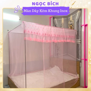 Cửa Vén Mùng Tuyn Chống Muỗi + Khung Inox, Màn Dây Hoa Kinh Bắc - Giá 118.000 VND
