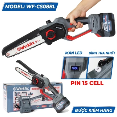 Cưa xích 8 inch pin WORKFIX WF-CS08BL, tốc độ 46.000v.p, không chổi than, tra nhớt tự động - 724.000đ 2 Cưa xích 8 inch pin WORKFIX WF-CS08BL, tốc độ 46.000v.p, không chổi than, tra nhớt tự động - 724.000đ 2