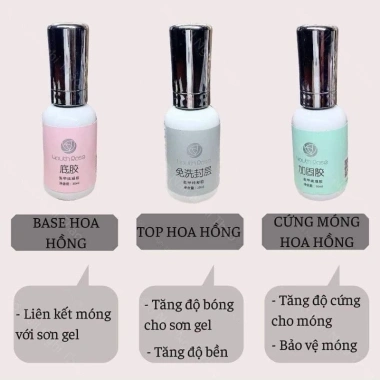 Cực Móng Hoa Hồng 20ml - Base Top Bảo Vệ, Độ Bền Cao, Màu Hồng Tự Nhiên, Giá 95.000₫
