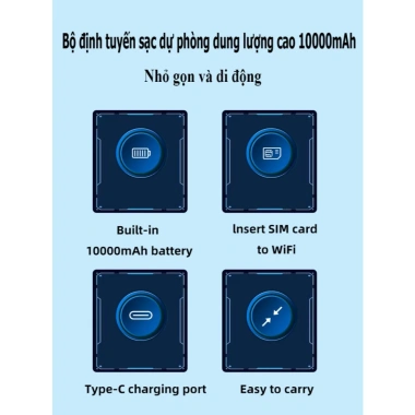 Cục phát wifi 4G TP10.000 hỗ trợ mọi loại sim, tốc độ lên tới 300Mbps, kết nối di động mạnh mẽ