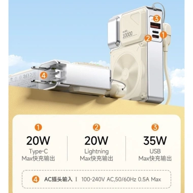 Cục tích điện không dây Remax CP-16 15W 10.000mAh Type‑C PD 35W USB 22.5W 220V trắng - 655.000₫ 2