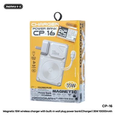 Cục tích điện không dây Remax CP-16 15W 10.000mAh Type‑C PD 35W USB 22.5W 220V trắng - 655.000₫ 9