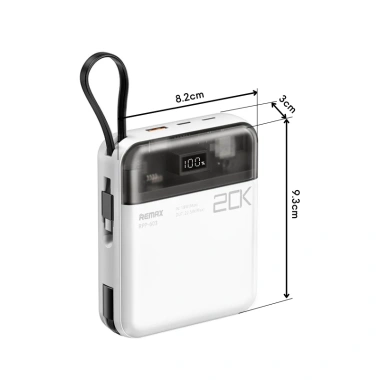 Cục trữ điện Remax RPP-603 20.000mAh CCC, sạc Aifon 15/16, cáp nhanh QC 22.5W PD 20W - 3 màu, giảm giá