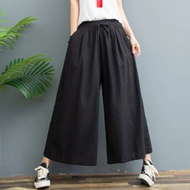 Culottes Nữ Vải Lanh Cotton Mùa Hè Size Lớn, 8 Điểm Rời, Ống Rộng Thoáng Mát 3