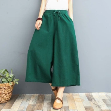 Culottes Nữ Vải Lanh Cotton Mùa Hè Size Lớn, 8 Điểm Rời, Ống Rộng Thoáng Mát 5