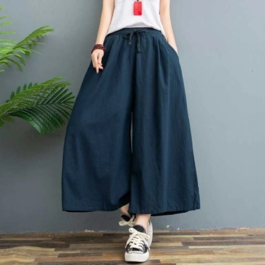 Culottes Nữ Vải Lanh Cotton Mùa Hè Size Lớn, 8 Điểm Rời, Ống Rộng Thoáng Mát 6
