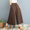 Culottes Nữ Vải Lanh Cotton Mùa Hè Size Lớn, 8 Điểm Rời, Ống Rộng Thoáng Mát 7