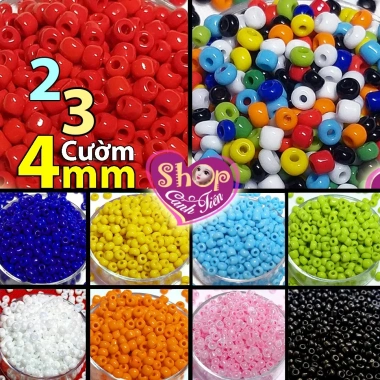 Cườm đục đa màu 2mm-4mm 100gr (1.1-6k hạt) Nguyên liệu Handmade Giá tốt 30.400 VND