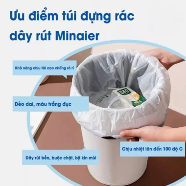 Cuộn 100 Túi Rác Quai Rút Siêu Dai 45x50cm, Tự Hủy Sinh Học, Chịu Nhiệt TKVA510