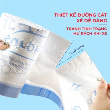Cuộn 100 Túi Rác Quai Rút Siêu Dai 45x50cm, Tự Hủy Sinh Học, Chịu Nhiệt TKVA510
