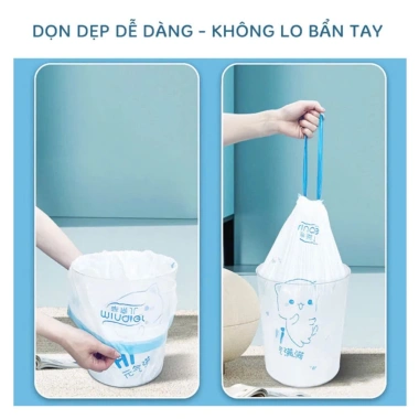 Cuộn 100 Túi Rác Quai Rút Siêu Dai 45x50cm, Tự Hủy Sinh Học, Chịu Nhiệt TKVA510