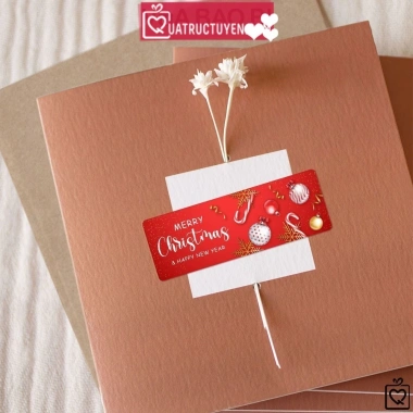 Cuộn 120 sticker Noel chữ nhật tem dán bao bì quà tặng Giáng sinh 20.000 VND