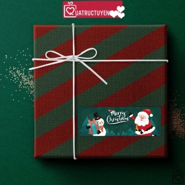 Cuộn 120 sticker Noel chữ nhật tem dán bao bì quà tặng Giáng sinh 20.000 VND