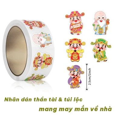 Cuộn 300 miếng Sticker Tết 2.026 - Nhãn dán bao lì xì, hộp quà, decal chúc mừng Năm Mới Túi Đỏ, 25.000 VND 6 Cuộn 300 miếng Sticker Tết 2.026 - Nhãn dán bao lì xì, hộp quà, decal chúc mừng Năm Mới Túi Đỏ, 25.000 VND 6