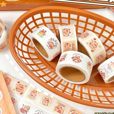 Cuộn 300 Sticker Capybara & Panda HynBee - Dễ Dàng Trang Trí Sổ Tay, Bullet Journal, Siêu Đáng Yêu, Giá 12.990₫