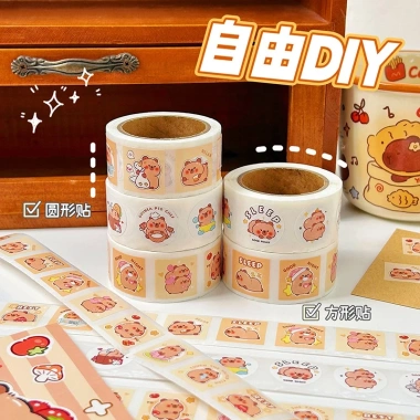 Cuộn 300 Sticker Capybara & Panda HynBee - Dễ Dàng Trang Trí Sổ Tay, Bullet Journal, Siêu Đáng Yêu, Giá 12.990₫